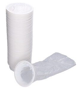 Weißer Spuckbeutel mit Auffangring aus Polyethylen